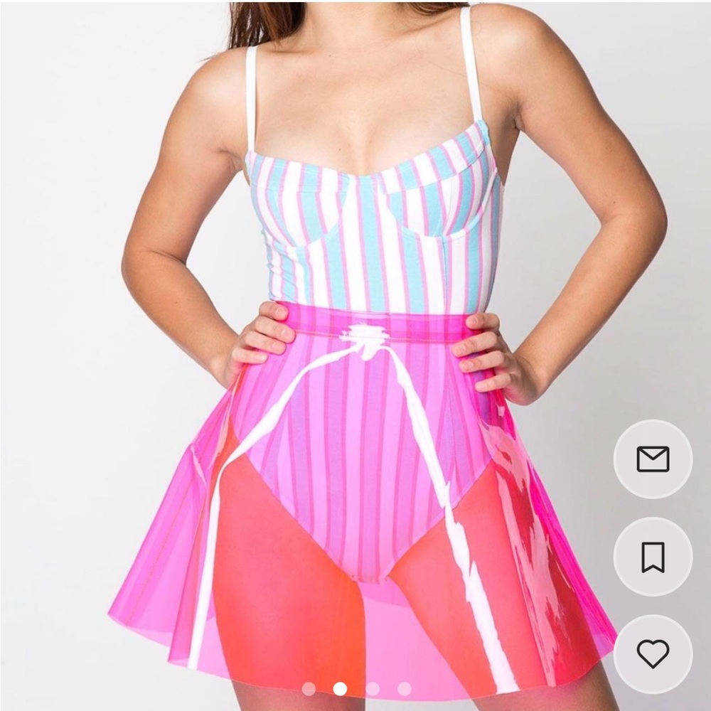 NWT American Vintage | Hot/Neon Pink | Vinyl Clear Plastic Skirt | size small |